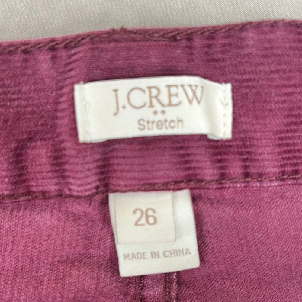 J.Crew Corduroy Pants Women Small 26 Burgundy‎ Stretch Skinny Leg Cotton - Picture 2 of 9
